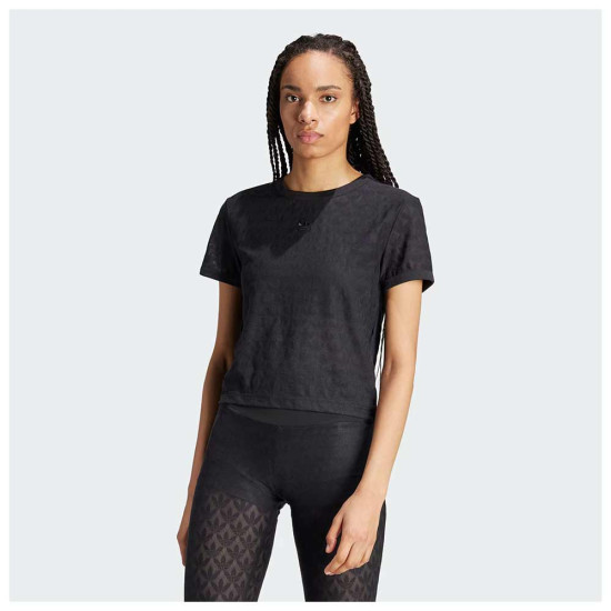Adidas Γυναικεία κοντομάνικη μπλούζα Lace Crop Tee